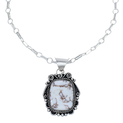 Native American Sterling Silver Wild Horse Turquoise Chain Necklace JX127056